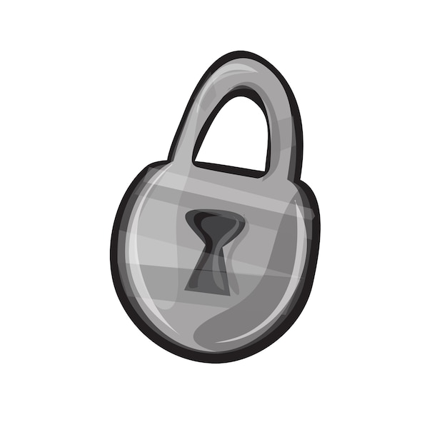 Game icon of padlock in cartoon style Bright design for app user interface