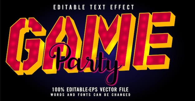 Game party text effect editable template