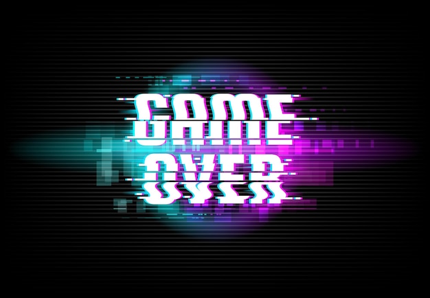 Vector game over screen digital glitch vector background