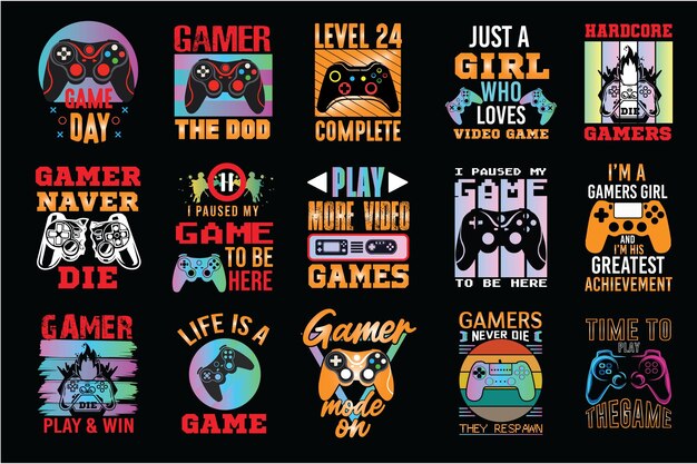 Vector game shirt design bundle