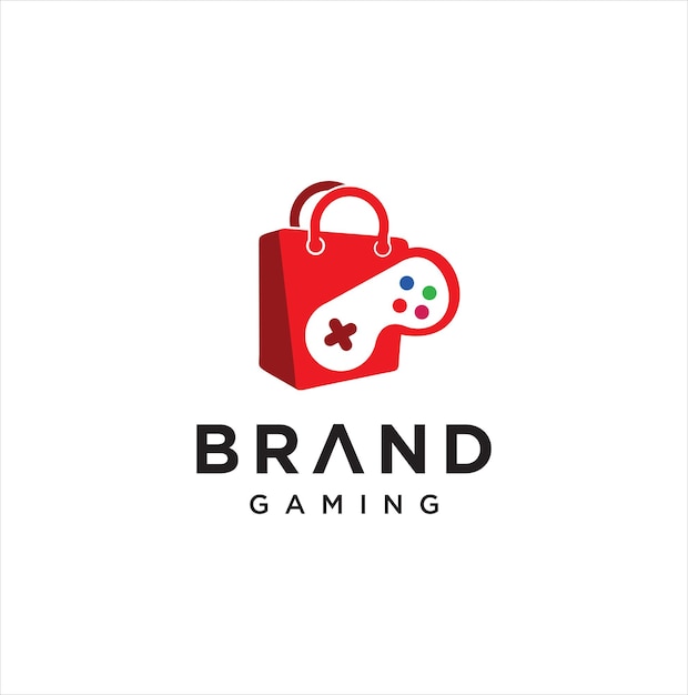 Game shop with bag logo concept icon gaming or symbol