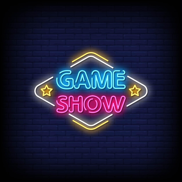 Game Show Neon Signs Style Text Vector