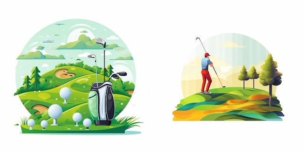 Vector game sport golf club ball vector illustration play competition hobby golfing recreation