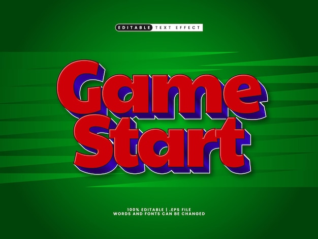 Vector game start editable text effect in kids and colorful text style