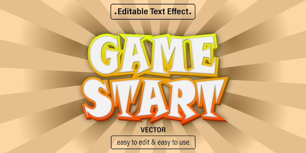 Game start text effect, editable text style