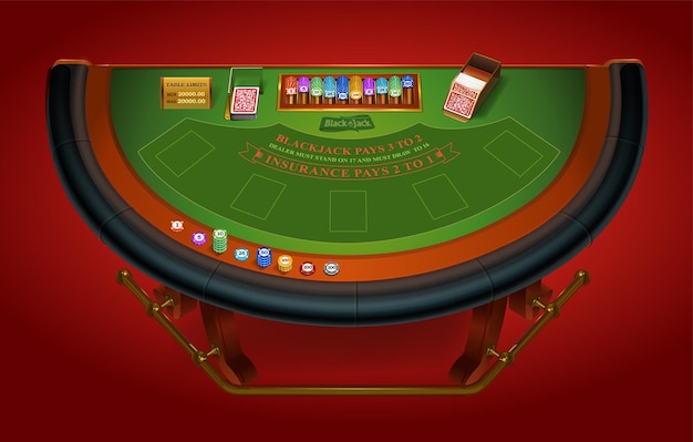 Game table for playing blackjack View from above Isolated