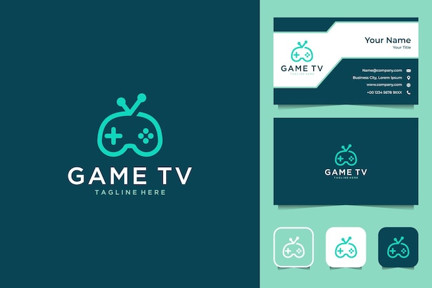 Game television with console logo design and business card