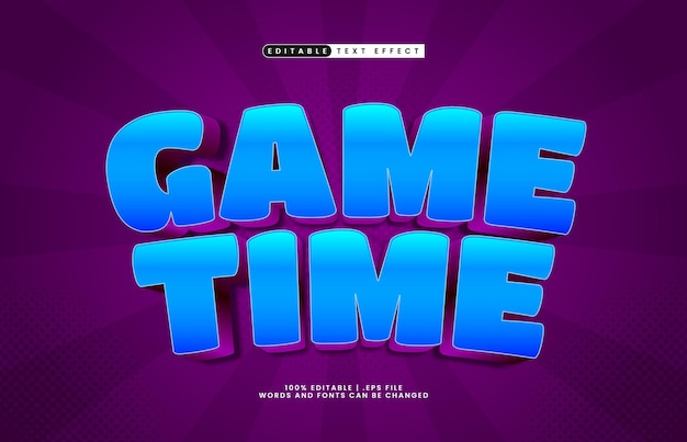 Vector game time editable text effect with a play and game text style