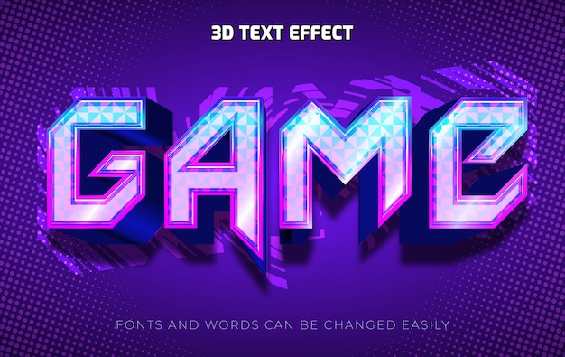 Vector game title 3d editable text effect style