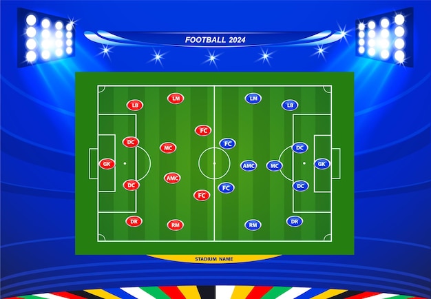 a game with a soccer field and the words football on the screen