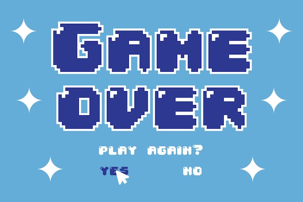 Game Over word in pixel art style