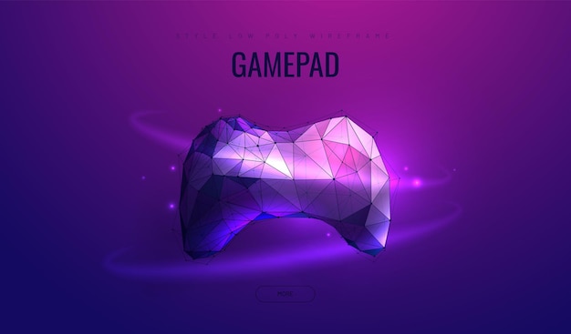 Gamepad. Low poly wireframe style. E-learning distance. Concept of computer games. Polygonal abstract isolated on dark background. Vector