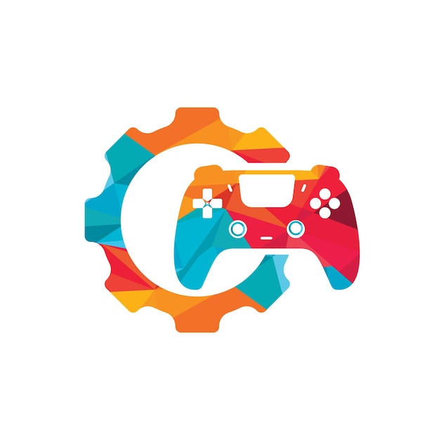 Gamepad repair vector logo design template Gear with console icon vector logo design