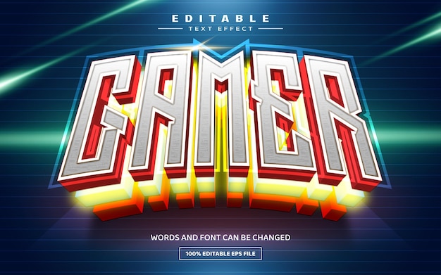 Gamer 3D editable text effect template