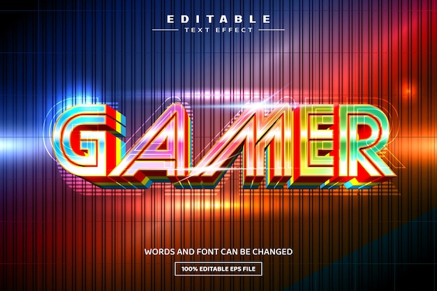 Gamer 3D editable text effect template