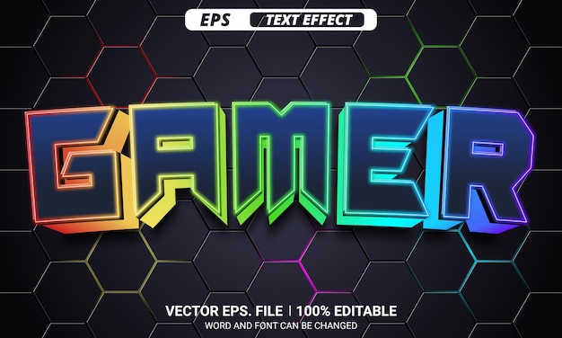 Vector gamer 3d editable vector text effect