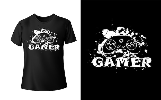 Gamer Custom Tshirt Design Black and White