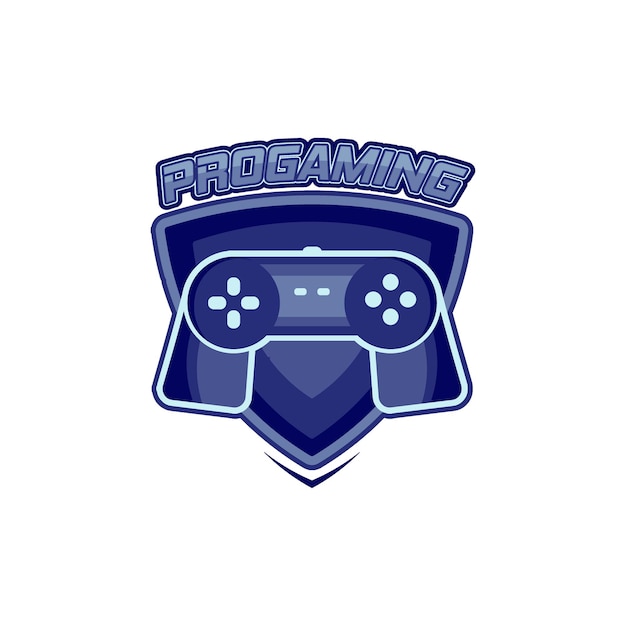 gamer esport logo with gamepad and shield symbol