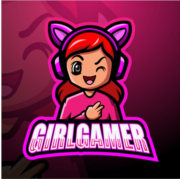 Vector gamer girl mascot esport illustration