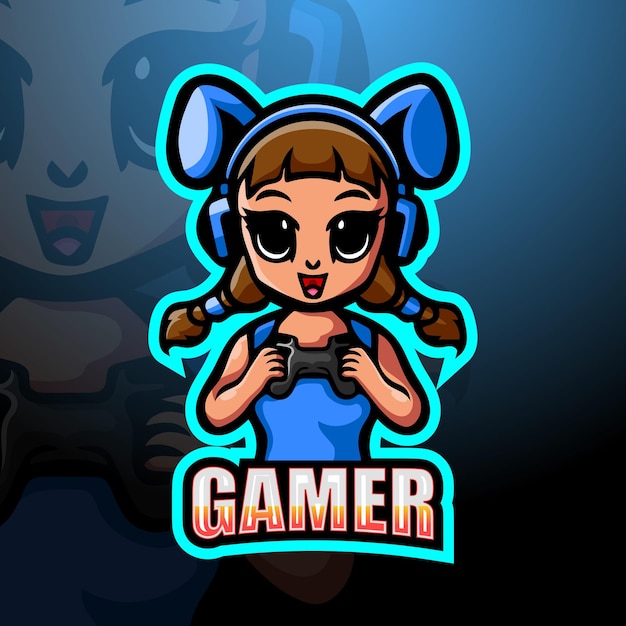 Gamer girl mascot esport illustration