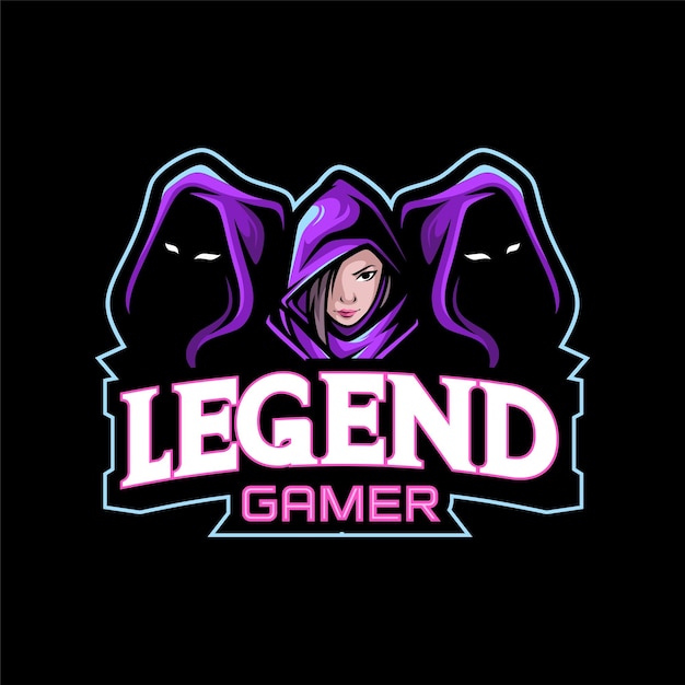 Gamer girl mascot logo esports