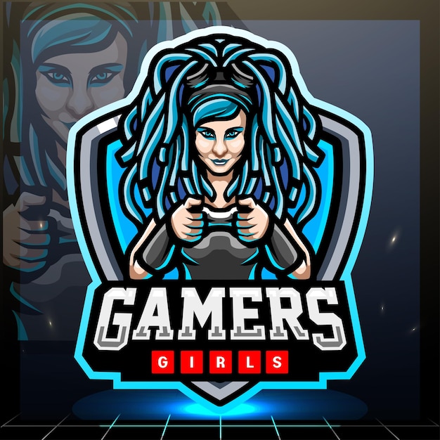 Gamer girls mascot esport logo design