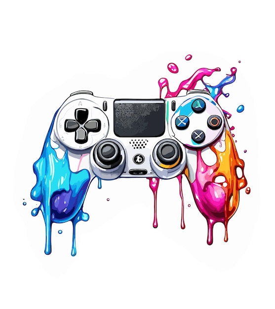 gamer joypad console controller gamepad watercolor splash vector illustration tshirt wallpaper