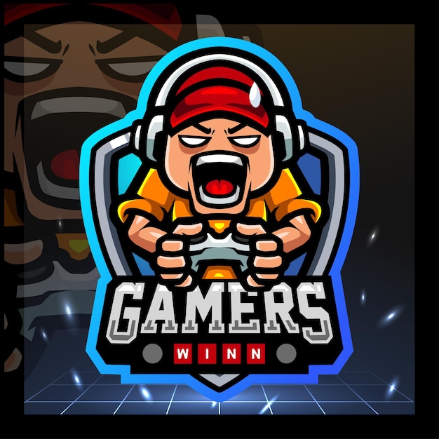 Gamer kids mascot esport logo design