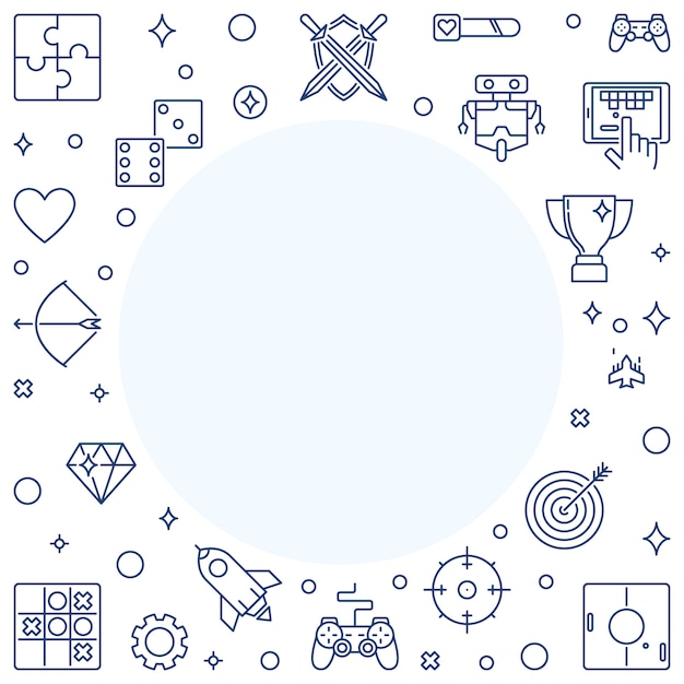 Gamer outline icons with frame