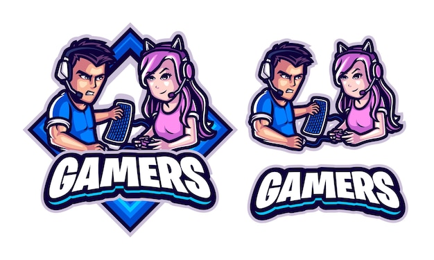 GAMERS ILLUSTRATION LOGO TEMPLATE