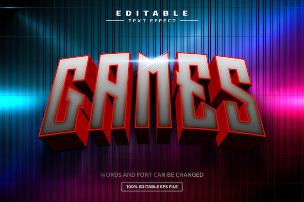 Games 3D editable text effect template