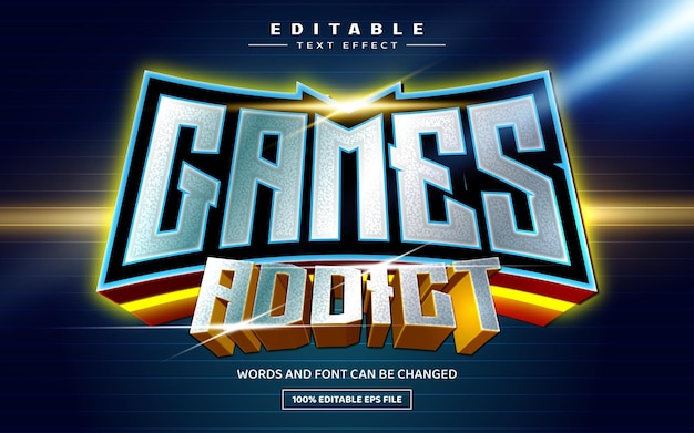 Games addict 3D editable text effect template