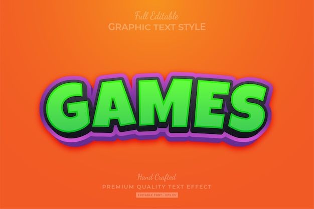 Games Cartoon Editable Premium Text Style Effect