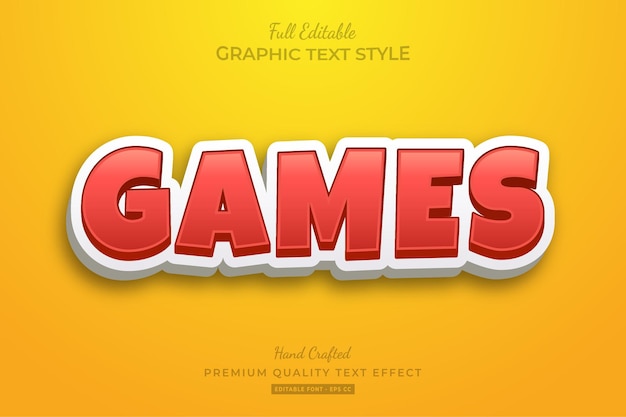 Games Cartoon Editable Text Effect Font Style