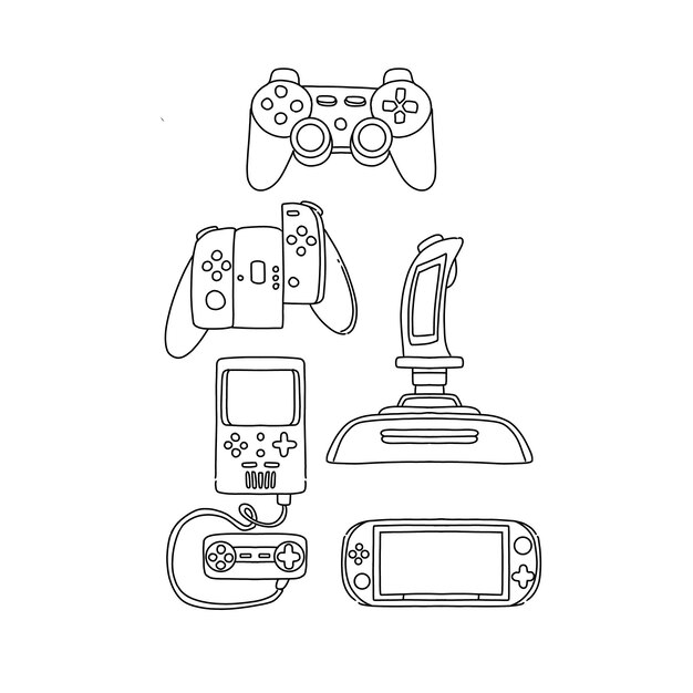 games hand drawn doodle illustrations vector set