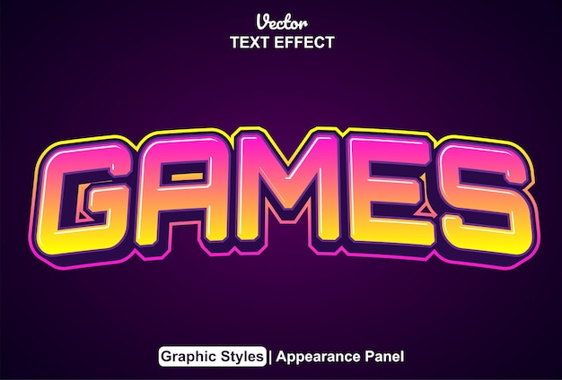 Games text effects with graphic style and editable