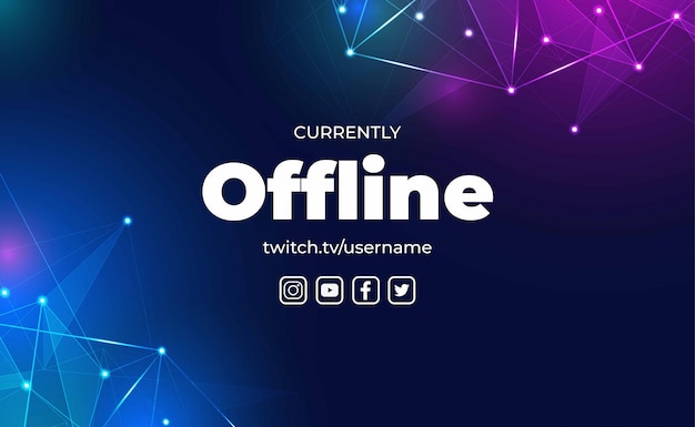 Vector gaming background for offline twitch stream, abstract futuristic backdrop with shine light. illustration