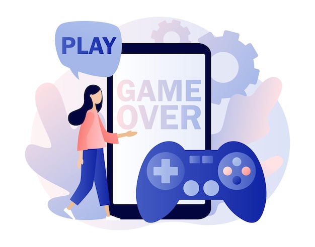 Gaming concept People gamers playing online video game Modern flat cartoon style Vector