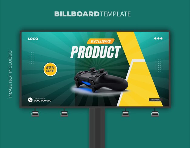 Vector gaming joystick billboard banner sale and promotion luxury post advertising bundle template