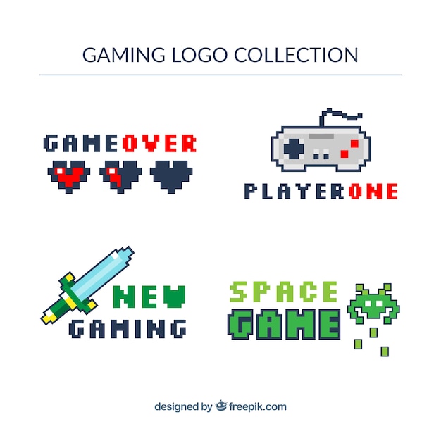 Gaming logo collection with flat design