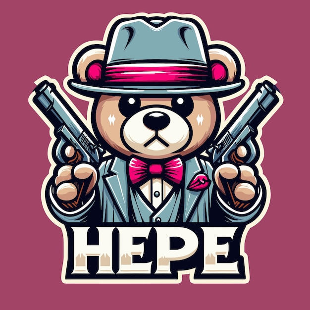 Vector gaming logo hepe teddy bear mafia style