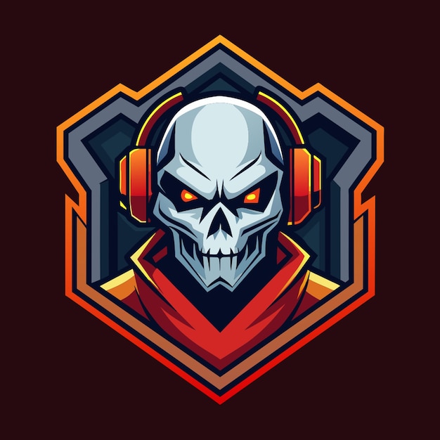 Vector gaming logo skull no text vector illustration flat 2