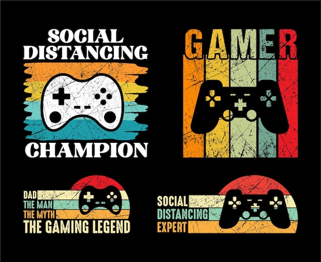 Gaming T shirt Design Bundle Gamer shirt Vector Gaming T shirt design Collection vintage