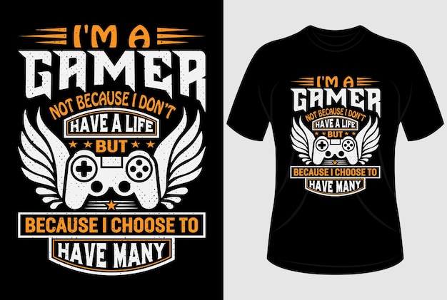 Gaming Tshirt design with editable vector graphic