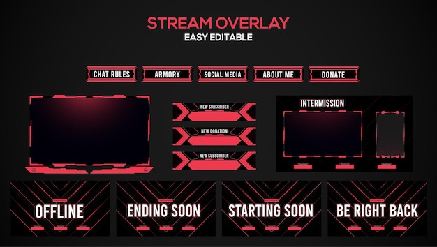 Gaming twitch facecam alerts panel element design