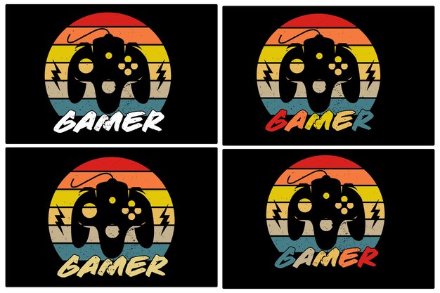 Vector gaming vector design set retro gaming vector design for t shirt