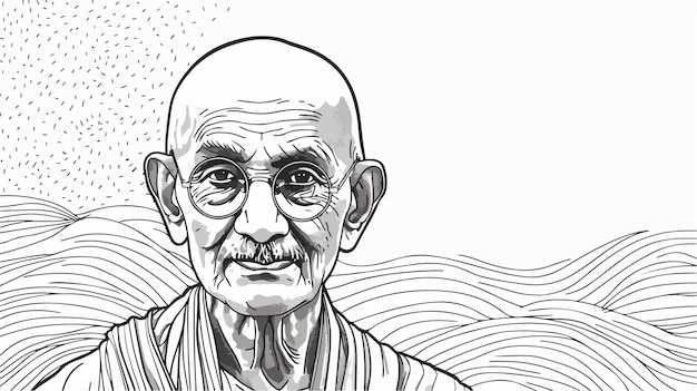 Gandhi Jayanti Hand Drawn Linear Background Mahatma