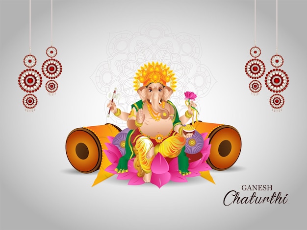 Ganesh chaturthi celebration greeting card with creative vector illustration