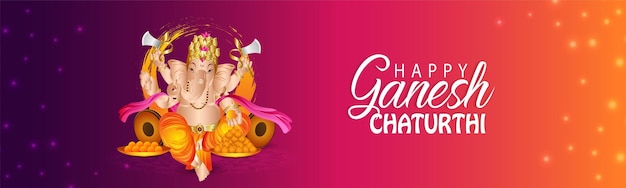 Ganesh chaturthi celebration greeting card with creative vector illustration