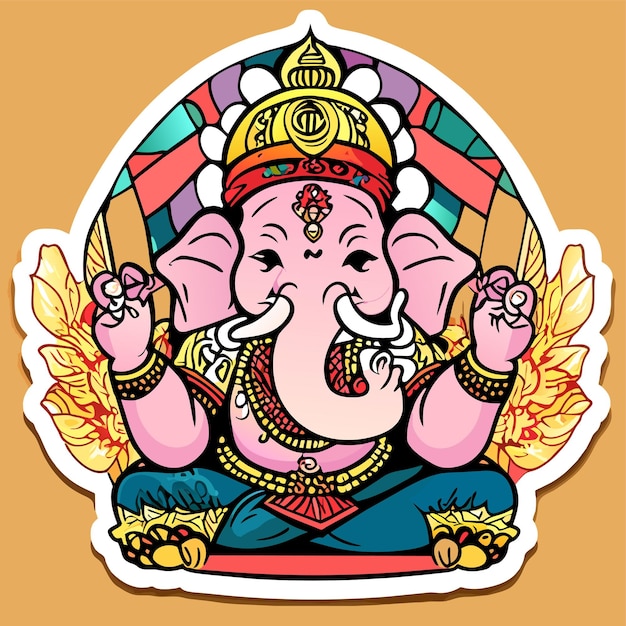 Ganesh jayanti lord ganesha hand drawn cartoon sticker icon concept isolated illustration